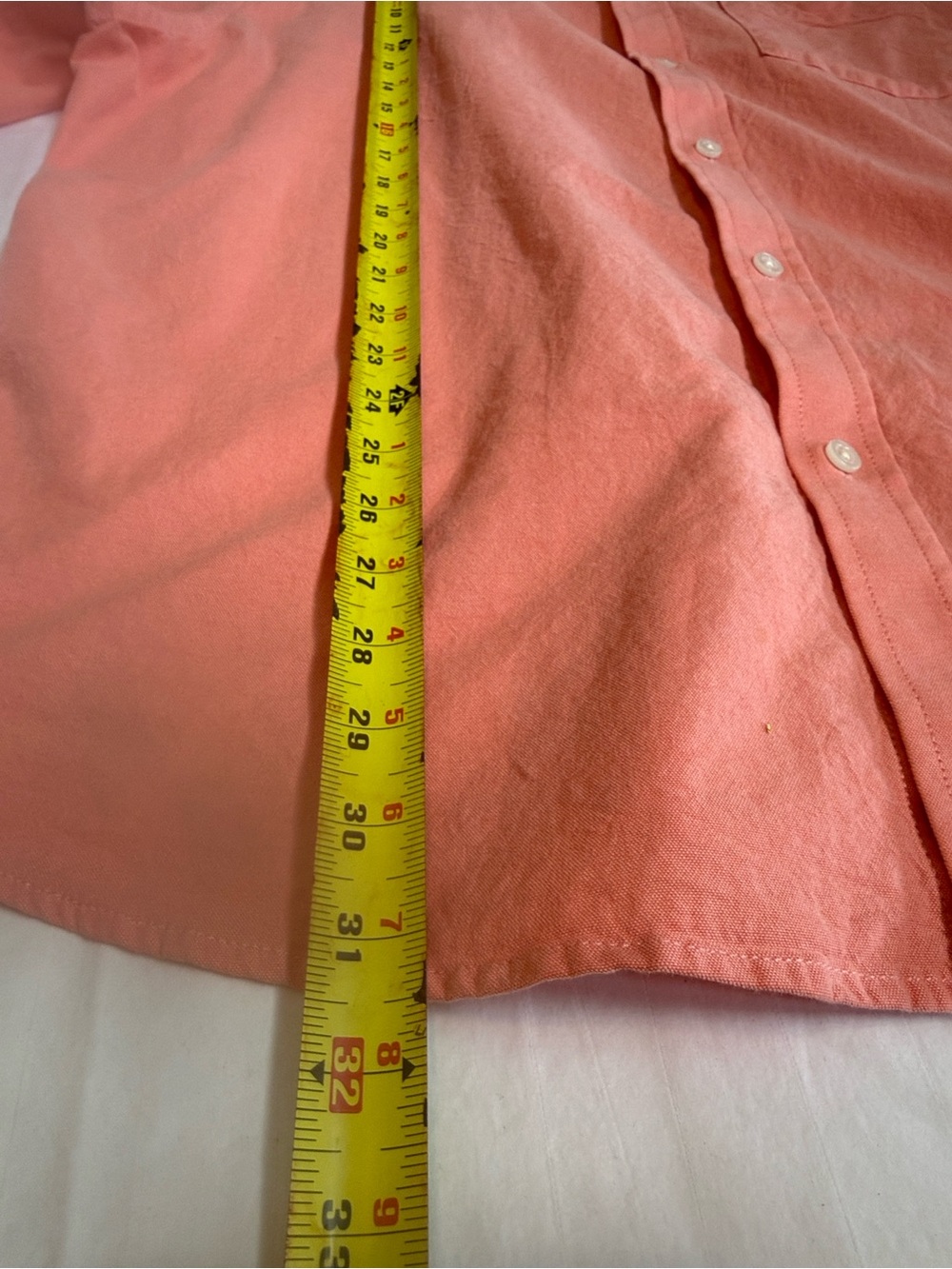 Old Navy Men's Coral-Peach Long Sleeve Button-Down Shirt - Picture 9 of 12